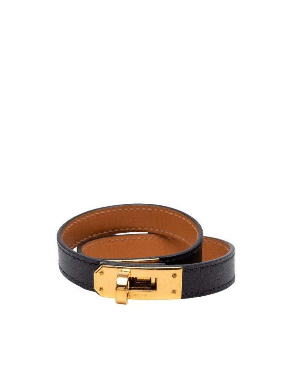 Hermes Mini Kelly Double Tour Bracelet M Black Brown Swift